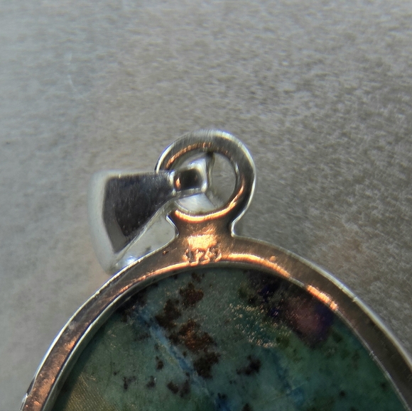 Oval Azurite Malachite Sterling Pendant - Picture 3 of 3
